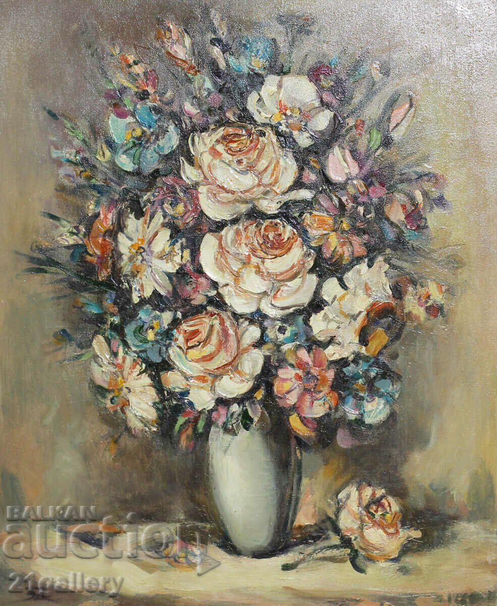 Auction  Zlatina Chifudova - Dertlieva, oil paints still life with roses