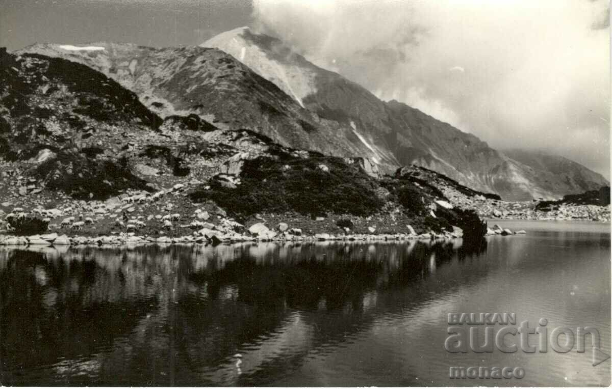 Carte poștală veche - Pirin, Lacul Ribnoto și vârful Vihren