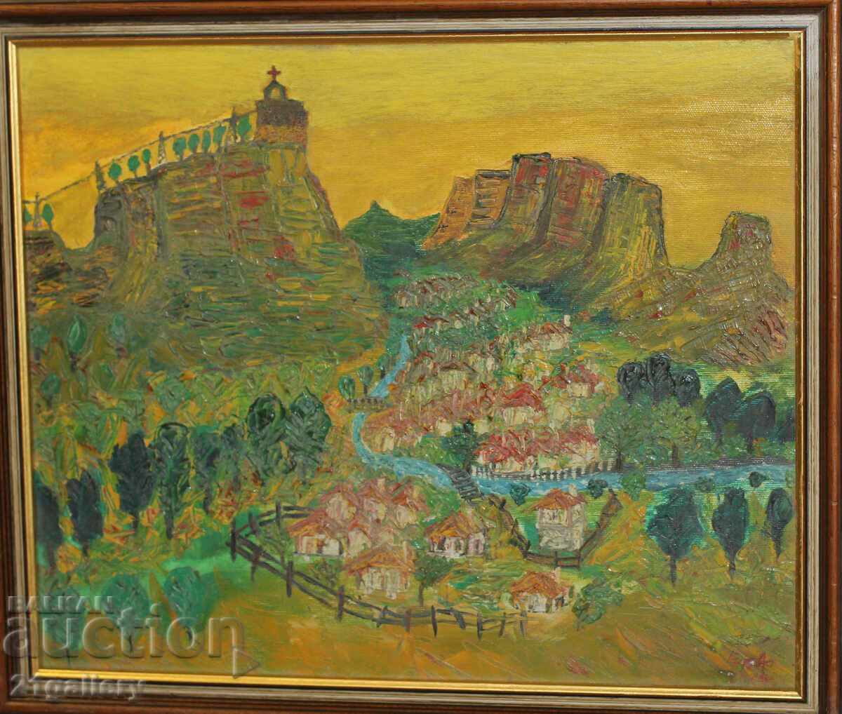 Contemporary oil painting landscape naïveté signed with price 400.00 BGN | € 204.52 Contemporary oil painting landscape naïveté signed with price 400.00 BGN | € 204.52