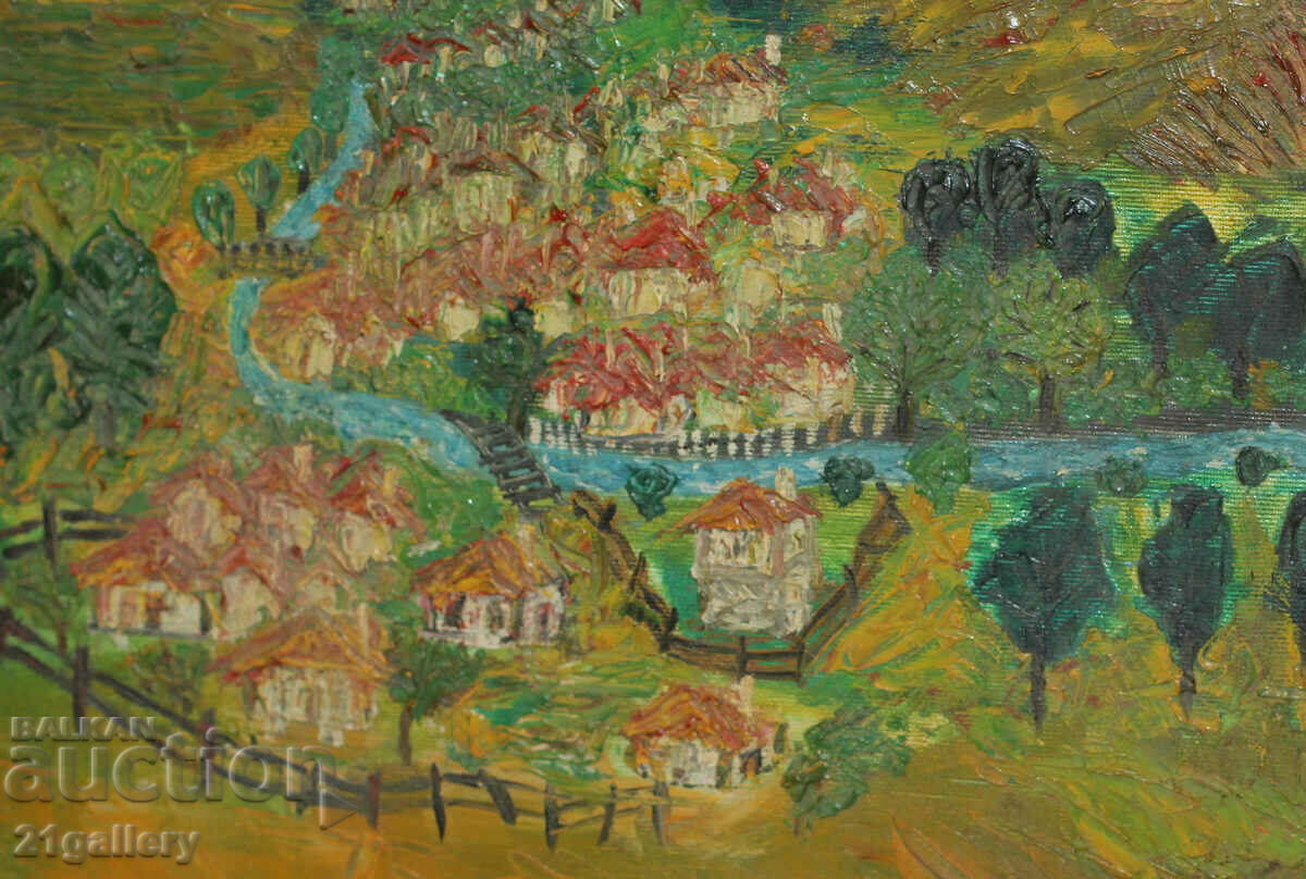 Delivery of Contemporary oil painting landscape naïveté signed Delivery of Contemporary oil painting landscape naïveté signed