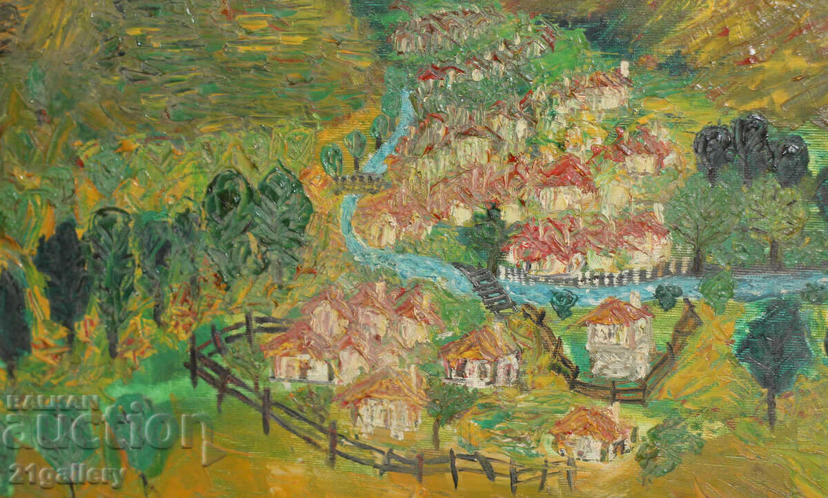 Contemporary oil painting landscape naïveté signed - 6 Contemporary oil painting landscape naïveté signed - 6