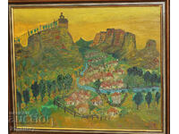 Contemporary oil painting landscape naïveté signed