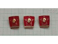 DKMS KOMSOMOL LOGO BADGE LOT 3 PCS