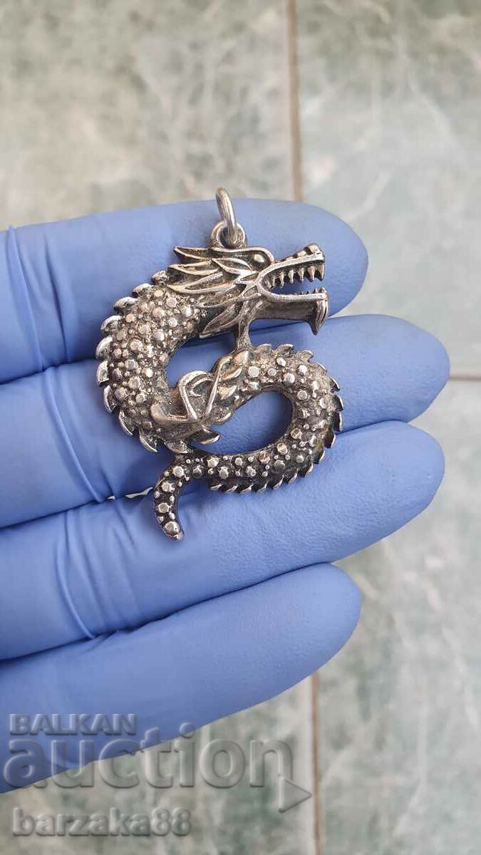 Silver Plated Dragon Pendant Necklace