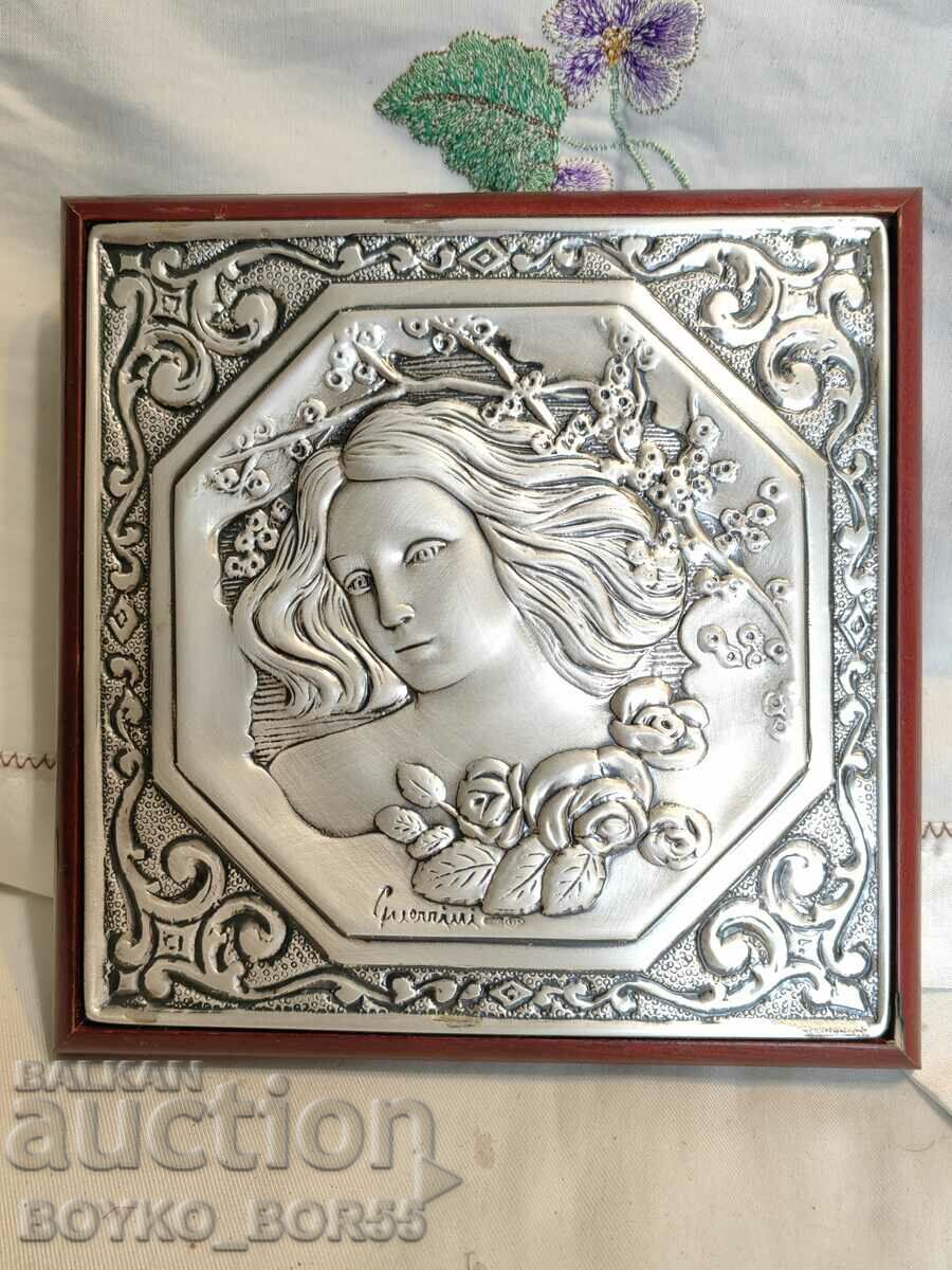 Delivery of Vintage Bas-Relief Silver Painting "Madonna" by Pietro Guerini Delivery of Vintage Bas-Relief Silver Painting "Madonna" by Pietro Guerini
