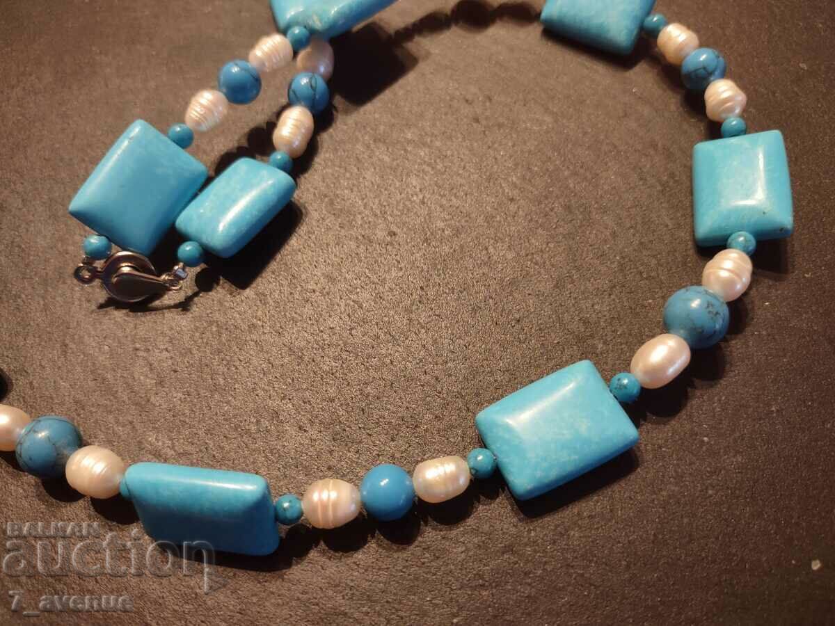 Necklace necklace, jewelry white Pearls and Turquoise 5.12.24 - 5 Necklace necklace, jewelry white Pearls and Turquoise 5.12.24 - 5