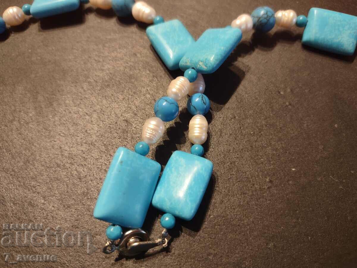 Necklace necklace, jewelry white Pearls and Turquoise 5.12.24 - 6 Necklace necklace, jewelry white Pearls and Turquoise 5.12.24 - 6
