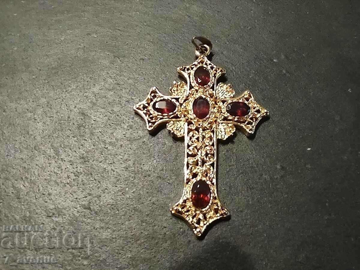 Cross, 5 pieces natural stone - Garnet, 5.12.24 Cross, 5 pieces natural stone - Garnet, 5.12.24