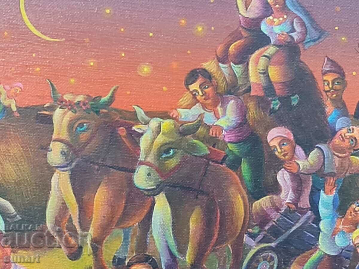 Painting by Aneta Yalamova "night wedding" oil 33 X 41 cm with price 1600.00 BGN | € 818.07 Painting by Aneta Yalamova "night wedding" oil 33 X 41 cm with price 1600.00 BGN | € 818.07