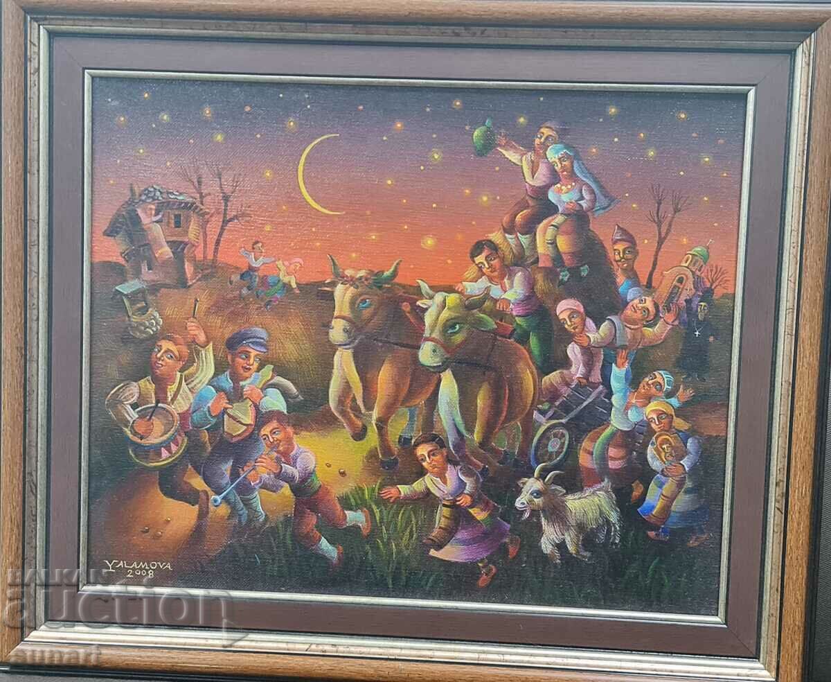 Painting by Aneta Yalamova "night wedding" oil 33 X 41 cm Painting by Aneta Yalamova "night wedding" oil 33 X 41 cm