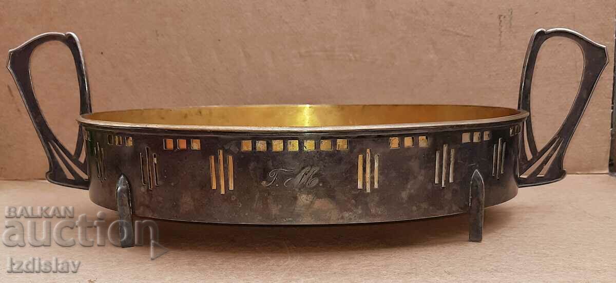 Ancient Austro-Hungarian fruit bowl, gilded and silvered