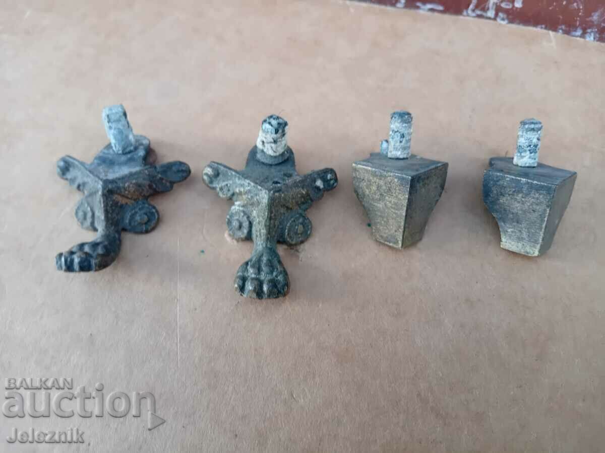 4×Bronze Legs For Marble Mantel Clock-19th century. - 5