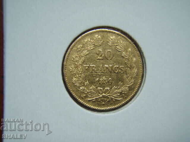 Auction 20 Francs 1836 A France (20 francs France) - AU (gold) Auction 20 Francs 1836 A France (20 francs France) - AU (gold)