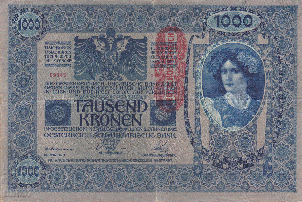 tino37- AUSTRIA-HUNGARY- 1000 KRON - 1902 - F+ with price 9.90 BGN | € 5.06 tino37- AUSTRIA-HUNGARY- 1000 KRON - 1902 - F+ with price 9.90 BGN | € 5.06