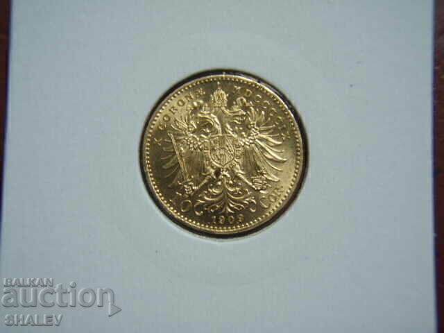 10 Corona 1909 Austria - AU (aur) cu preț € 529.89 | 1036.38 BGN