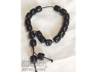 Old Rosary with Large Black Amber Beads