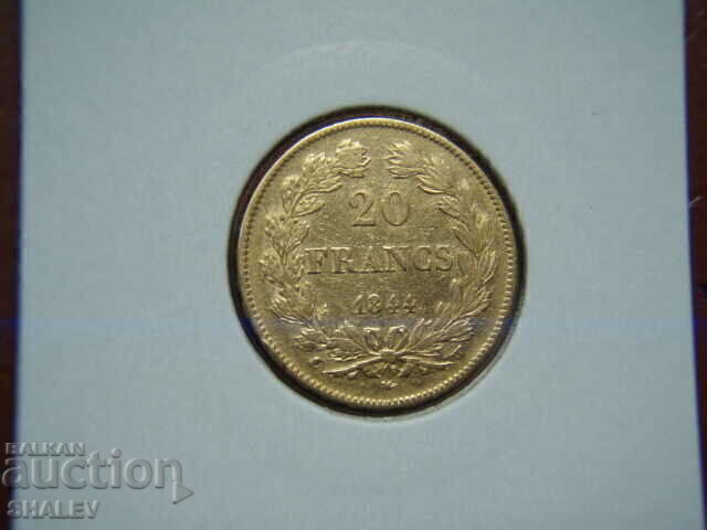 Auction 20 Francs 1844 W France (20 Francs France) - XF/AU (gold) Auction 20 Francs 1844 W France (20 Francs France) - XF/AU (gold)