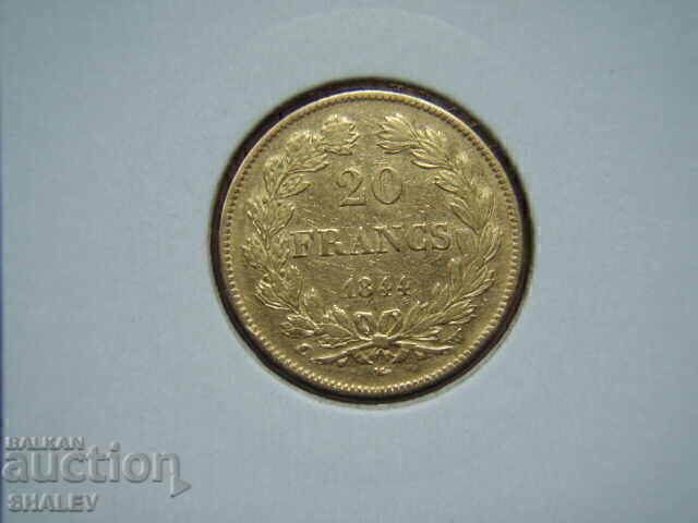 20 Francs 1844 W France (20 франка Франция) - XF/AU (злато) 20 Francs 1844 W France (20 франка Франция) - XF/AU (злато)