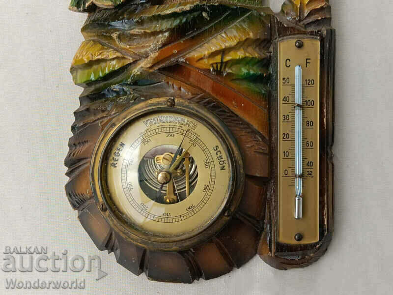 German weather station barometer with thermometer carving with price 95.00 BGN | € 48.57 German weather station barometer with thermometer carving with price 95.00 BGN | € 48.57