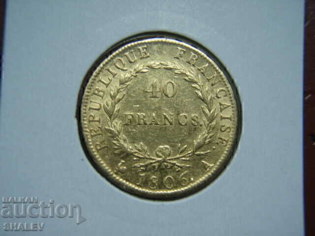 40 de franci 1806 A Franța (Franța) - XF/AU (aur) cu preț € 1799.89 | 3520.29 BGN