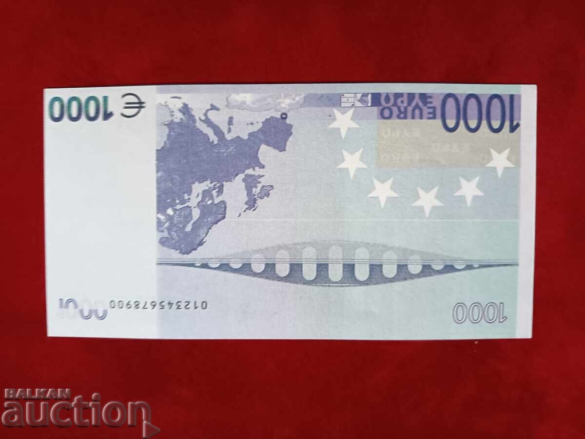 Аукцион Сувенирна банкнота 1000 евро specimen UNC Аукцион Сувенирна банкнота 1000 евро specimen UNC