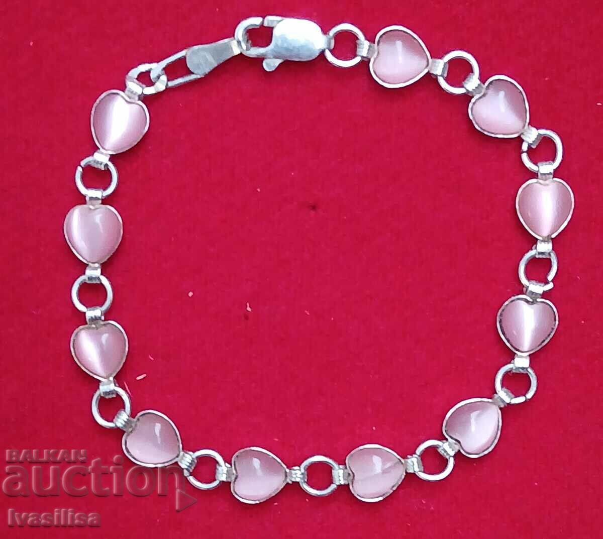 SILVER BRACELET WITH PINK OPAL