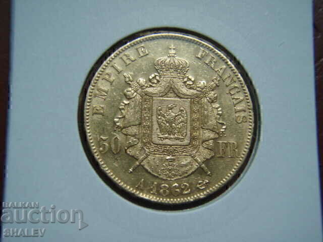 50 franci 1862 A Franța (50 franci Franța) - AU (aur) cu preț € 2229.89 | 4361.30 BGN