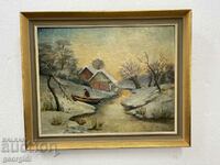 Old oil painting / winter landscape. #6206