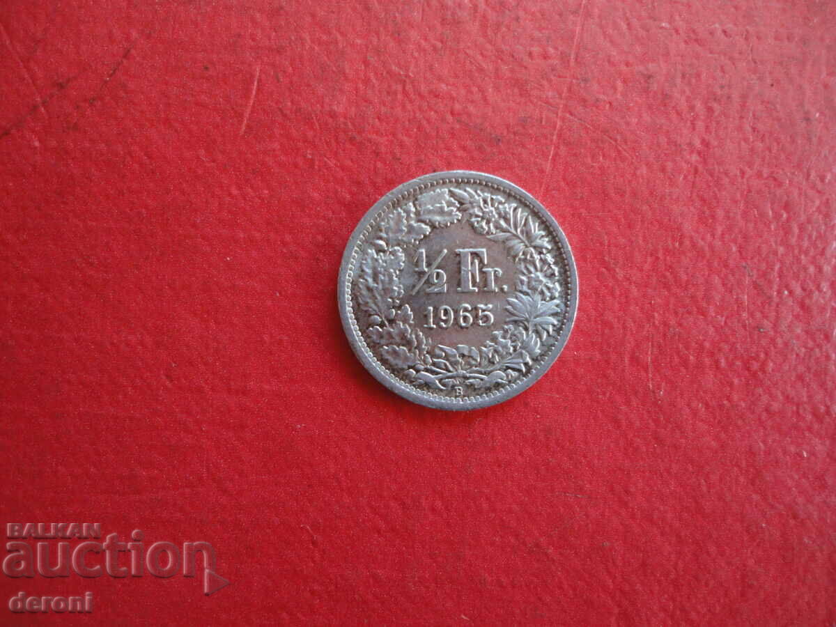 1/2 Swiss Franc 1965 Silver Coin - 5 1/2 Swiss Franc 1965 Silver Coin - 5