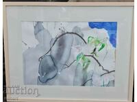 painting Milko Bozhkov signature watercolor apple color 36 X 51 cm