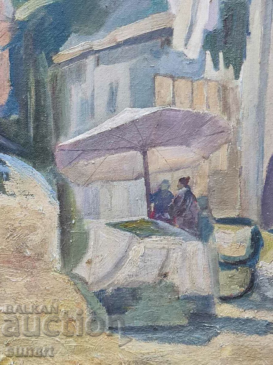 Painting by Georgi Karakashev market 1950 oil 50 X 60 cm with price 4900.00 BGN | € 2505.33 Painting by Georgi Karakashev market 1950 oil 50 X 60 cm with price 4900.00 BGN | € 2505.33