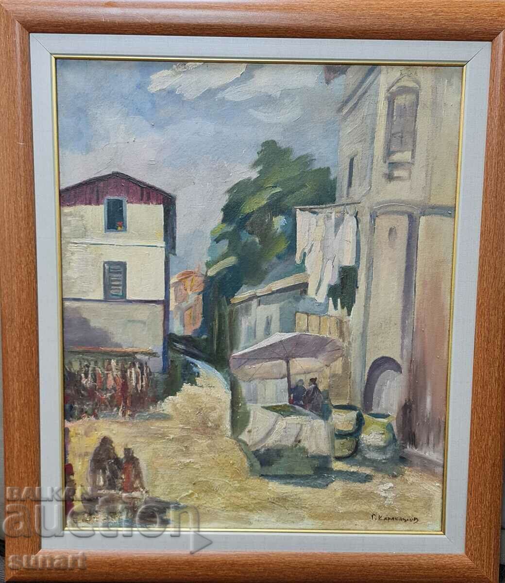 Painting by Georgi Karakashev market 1950 oil 50 X 60 cm Painting by Georgi Karakashev market 1950 oil 50 X 60 cm