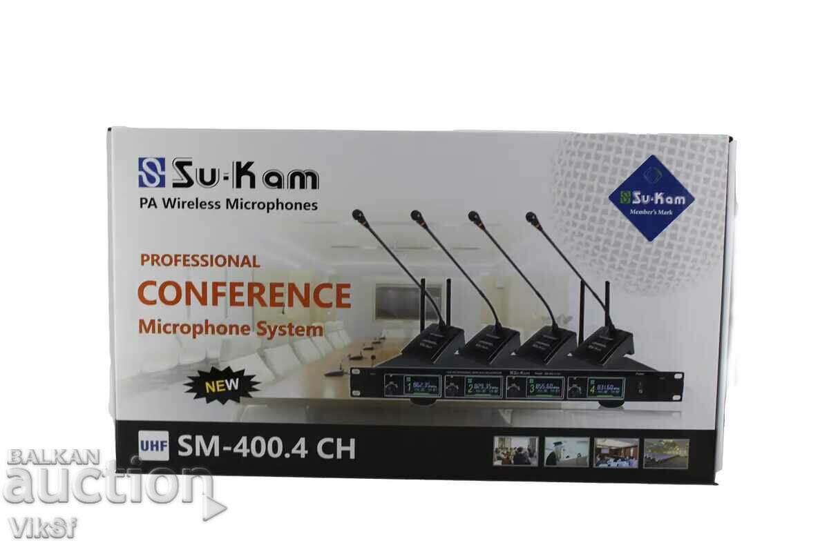 Sistem de radioconferință cu 4 microfoane wireless SU-KAM SM-40