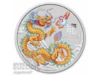 NOU!!! SILVER 1 OZ 2024 AUSTRALIA - GOLD DRAGON