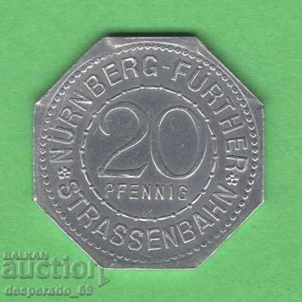 20 Pfennig 1921 GERMANY (Nürnberg-Fürth) aUNC 1 with price 6.00 BGN | € 3.07 20 Pfennig 1921 GERMANY (Nürnberg-Fürth) aUNC 1 with price 6.00 BGN | € 3.07