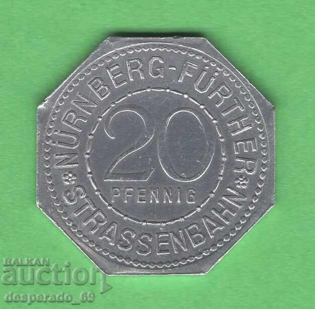 20 Pfennig 1921 GERMANY (Nuremberg-Fürth) aUNC 3 with price 6.00 BGN | € 3.07 20 Pfennig 1921 GERMANY (Nuremberg-Fürth) aUNC 3 with price 6.00 BGN | € 3.07