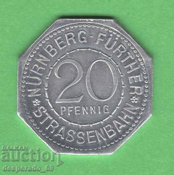 20 Pfennig 1921 GERMANY (Nuremberg-Fürth) aUNC 5 with price 6.00 BGN | € 3.07 20 Pfennig 1921 GERMANY (Nuremberg-Fürth) aUNC 5 with price 6.00 BGN | € 3.07