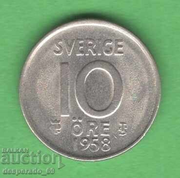 (¯`'•.¸ 10 öre 1958 SWEDEN aUNC ¸.•'´¯)