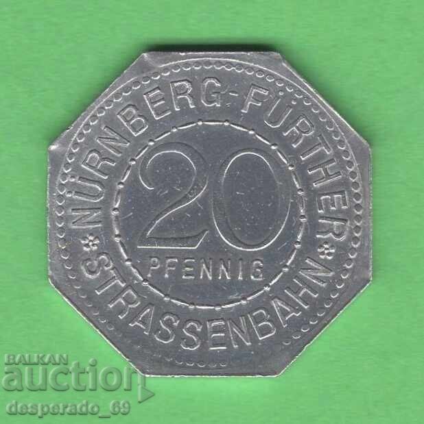 20 Pfennig 1921 GERMANY (Nürnberg-Fürth) aUNC 6 with price 6.00 BGN | € 3.07 20 Pfennig 1921 GERMANY (Nürnberg-Fürth) aUNC 6 with price 6.00 BGN | € 3.07