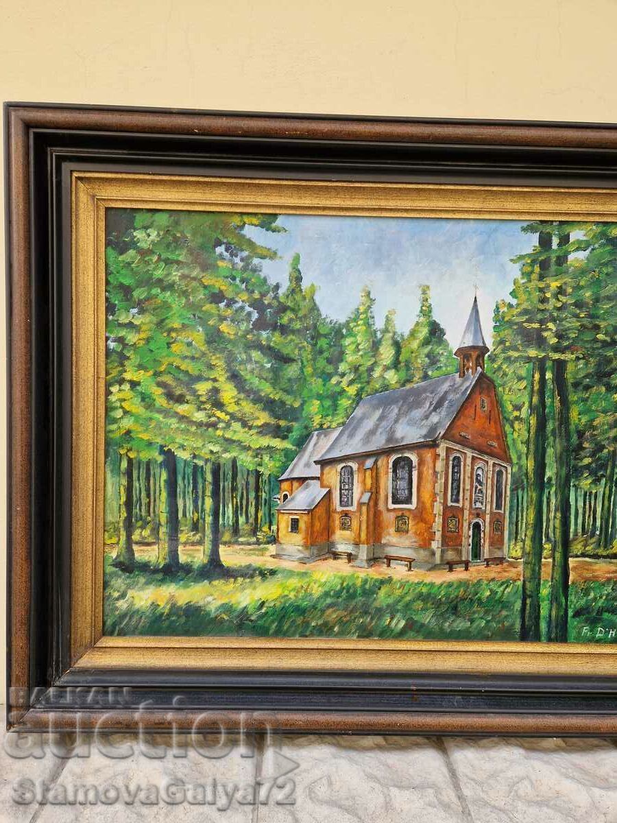 Lovely large antique oil on canvas painting - 5 Lovely large antique oil on canvas painting - 5