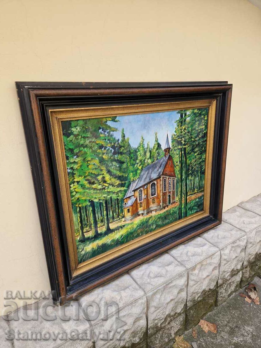 Lovely large antique oil on canvas painting - 6 Lovely large antique oil on canvas painting - 6