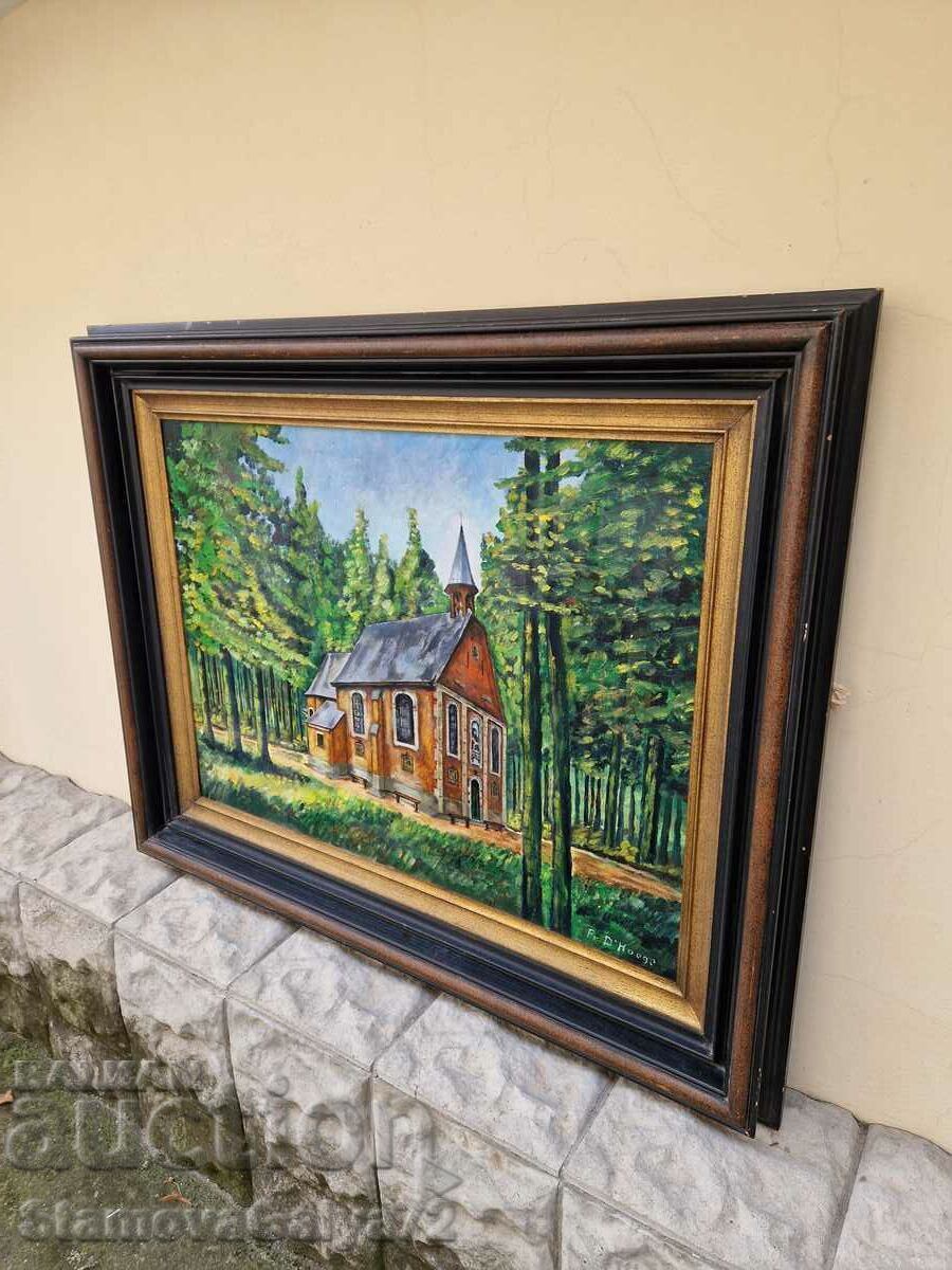 Прекрасна голяма антикварна картина масло върху платно - 7 Прекрасна голяма антикварна картина масло върху платно - 7