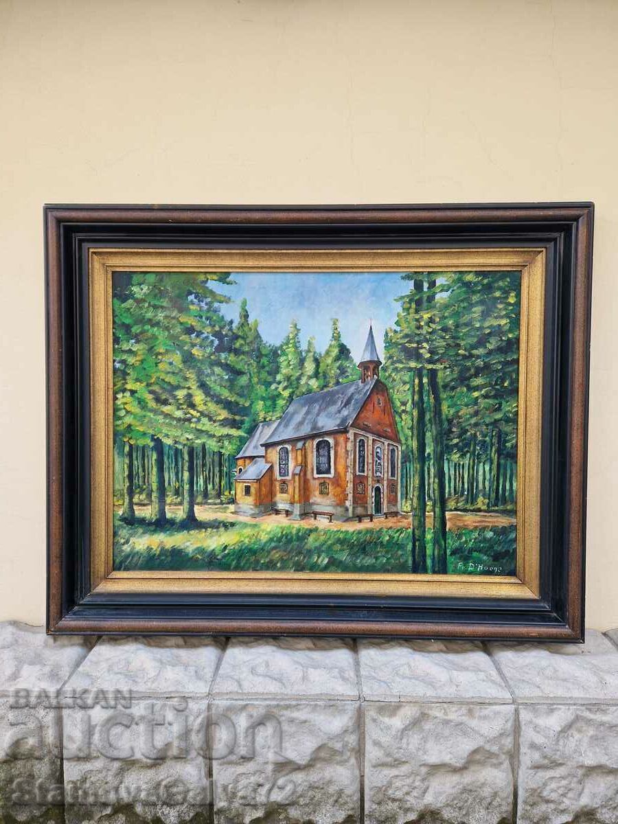 Lovely large antique oil on canvas painting Lovely large antique oil on canvas painting