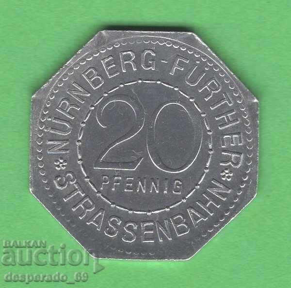 (¯`'•.¸ 20 πφενίγκ 1921 ΓΕΡΜΑΝΙΑ (Nürnberg-Fürth ) aUNC11 με τιμή 8.00 BGN | € 4.09 (¯`'•.¸ 20 πφενίγκ 1921 ΓΕΡΜΑΝΙΑ (Nürnberg-Fürth ) aUNC11 με τιμή 8.00 BGN | € 4.09