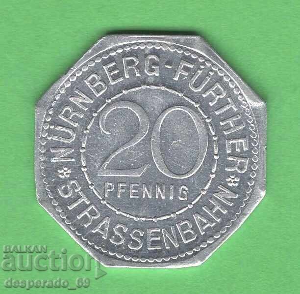 (¯`'•.¸ 20 πφενίγκια 1921 ΓΕΡΜΑΝΙΑ (Nürnberg-Fürth ) aUNC25 με τιμή 8.00 BGN | € 4.09 (¯`'•.¸ 20 πφενίγκια 1921 ΓΕΡΜΑΝΙΑ (Nürnberg-Fürth ) aUNC25 με τιμή 8.00 BGN | € 4.09