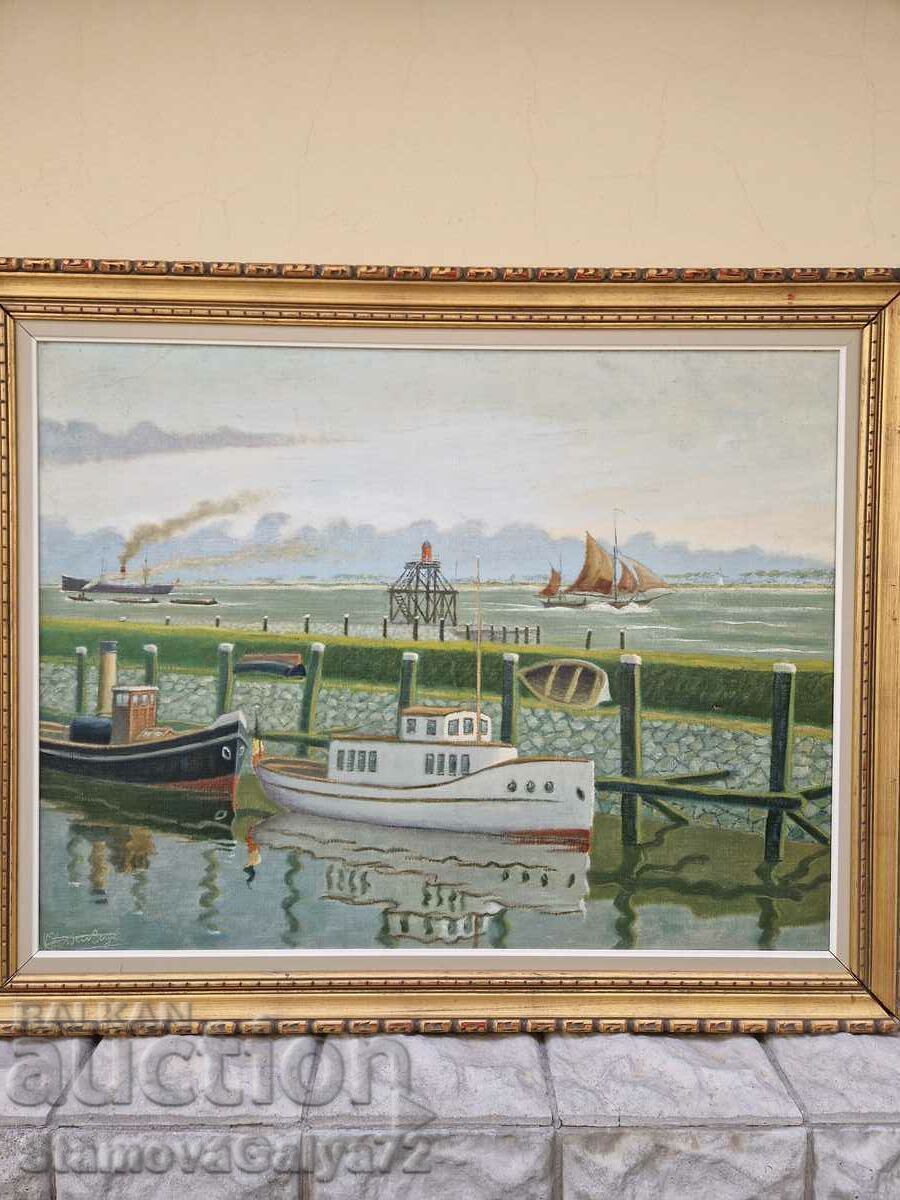 Аукцион Красива голяма картина масло върху платно