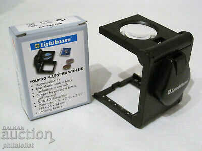 LEUCHTTURM – FZ5 – lupă pliabilă cu mărire de 5x, cu LED cu preț 23.00 BGN | € 11.76