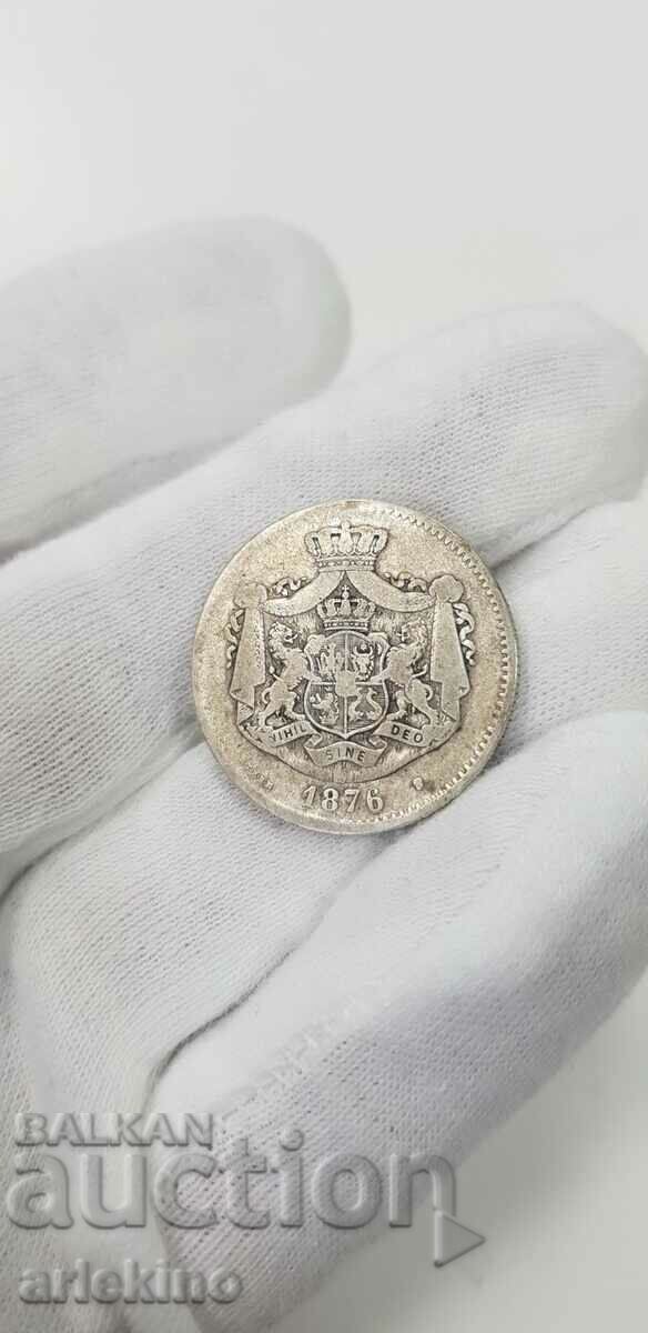 Licitație Monedă Rară de Argint 2 Lei 1876 România Licitație Monedă Rară de Argint 2 Lei 1876 România