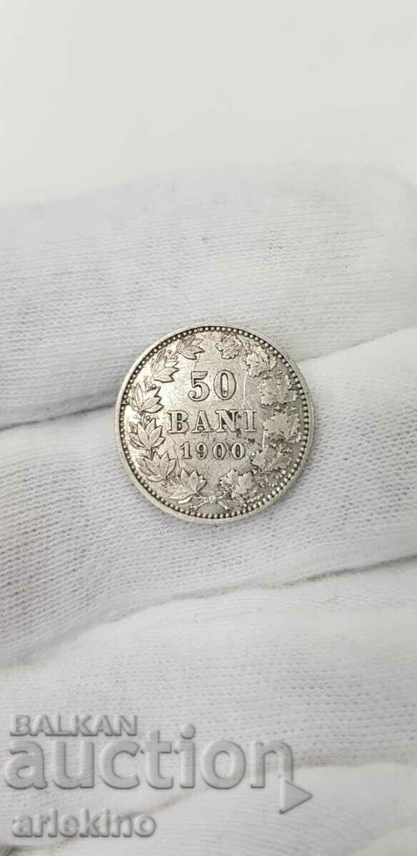 Rare Silver Coin 50 Bans 1876 Romania