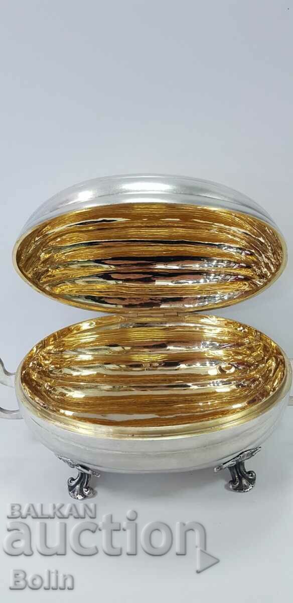 Russian royal silver pot bonbonera 84 sample 19 c. with price 4300.00 BGN | € 2198.56 Russian royal silver pot bonbonera 84 sample 19 c. with price 4300.00 BGN | € 2198.56